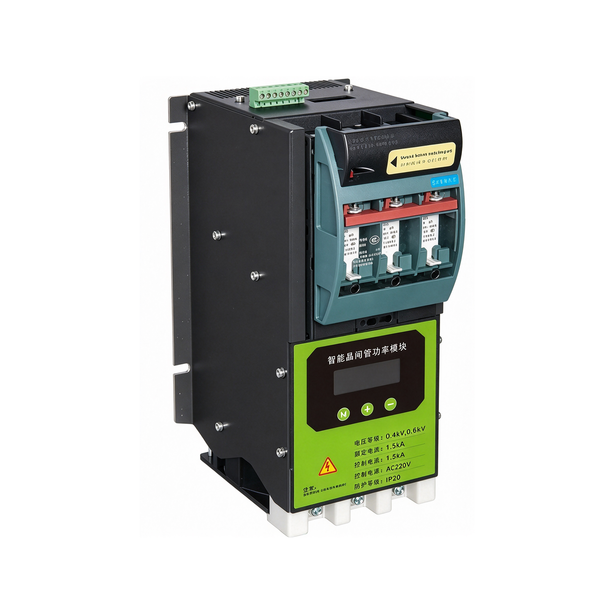 Intelligent thyristor power module with display and terminals